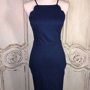 Lush Simple But Detailed Spaghetti Cross Strap Backless Double Knit Dress Size S